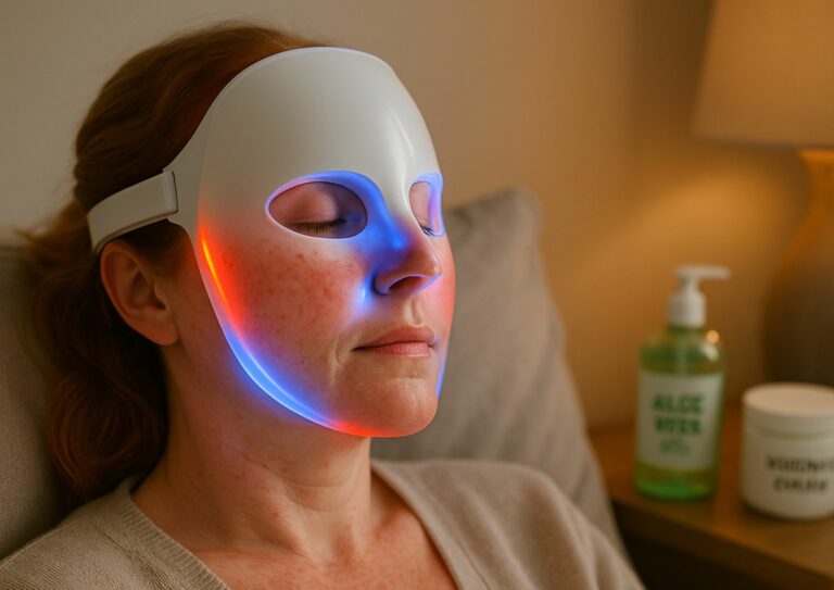 Image représentant une femme qui porte un masque idéal pour les peaux sujettes à la rosacée
